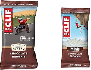 Clif Bars - Chocolate Brownie - 10 Full Size and 10 Mini Energy Bars - Made with Organic Oats - Plant Based Food - Vegetarian - Kosher (2.4oz and 0.99oz Protein Bars, 20 Count)