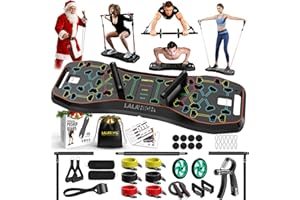 LALAHIGH Push Up Board,36 in 1 Home Gym Equipment with Ab Roller Wheel & Resistance Bands, Portable Foldable Workout Board for Full Body Strength Training Men Women,Christmas Gift