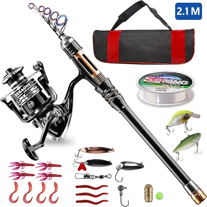 BlueFire Fishing Rod and Reel Combos Telescopic Fishing Pole kit with
