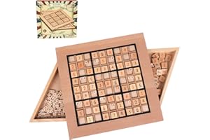 GOTHINK Wooden Sudoku Puzzle Set, Challenge Your Mind with 11.6 Inch Sudoku Board Game, Includes 90 Large Number & Thinking Tiles, 2 Drawers for Storage, for All Ages