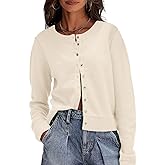 Saodimallsu Womens Button Down Cardigan Sweaters Lightweight Long Sleeve Crew Neck Summer Knit Open Front Tops