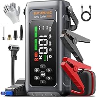 9-in-1 5000A 150PSI Car Battery Booster Jump Starter with Air Compressor (All Gas/9L Diesel), Portable Car Battery Booster Pa