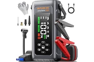 9-in-1 5000A 150PSI Car Battery Booster Jump Starter with Air Compressor (All Gas/9L Diesel), Portable Car Battery Booster Pa