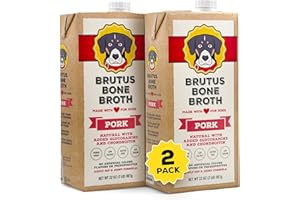 Brutus Bone Broth for Dogs | All Natural | Made in USA | Glucosamine & Chondroitin for Healthy Joints | Human Grade Ingredients | Hydrating Dog Sauce Food Topper, Gravy & Treat (Pork, 2-Pack)