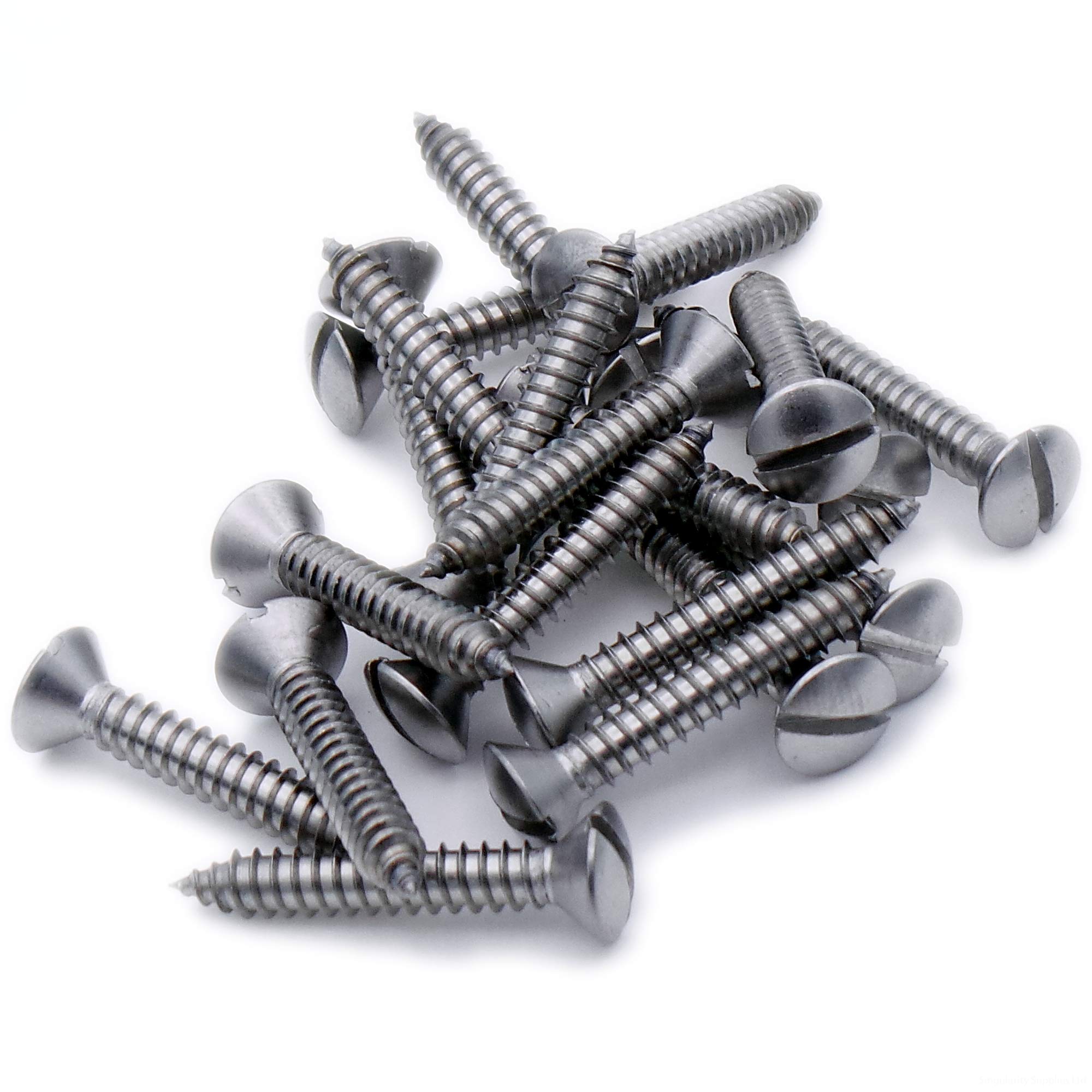 No.2 x 0.375 (2.2mm x 9.5mm) Slot Raised Countersunk Self-Tapping Screw - Stainless Steel (A2) (Pack of 20)