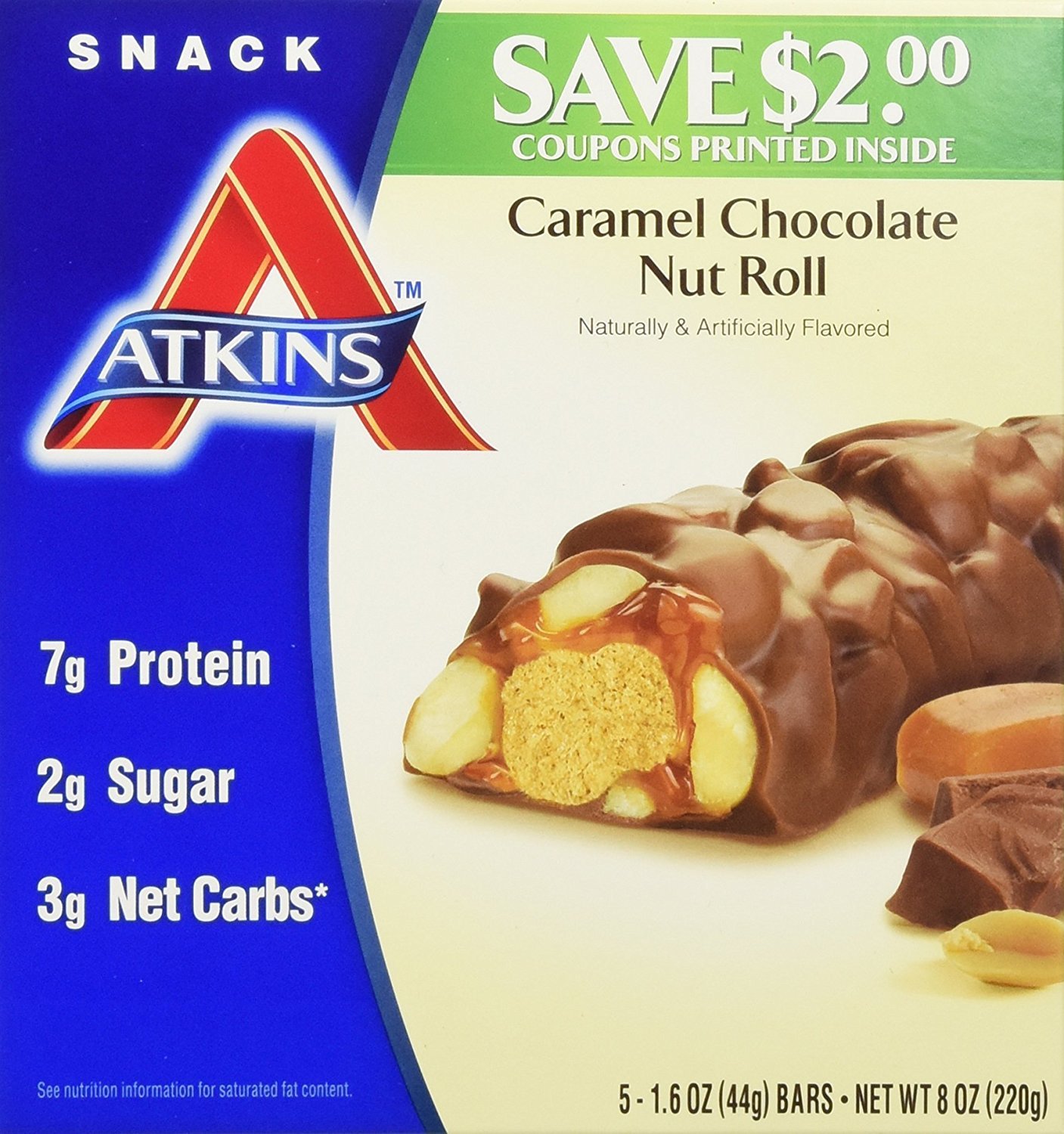 Atkins Advantage Bars Caramel Chocolate Nut Roll, Caramel Chocolate Nut Roll 5/7.8 oz
