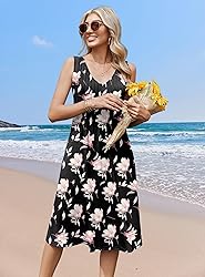 Zeagoo Women Below Knee Length Spring Floral Dress