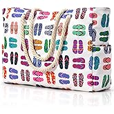 Becokan Beach Bags for Women Large Waterproof Beach Tote Bag Zipper Beach Bags Waterproof Sandproof Swim Pool Bag Large Tote