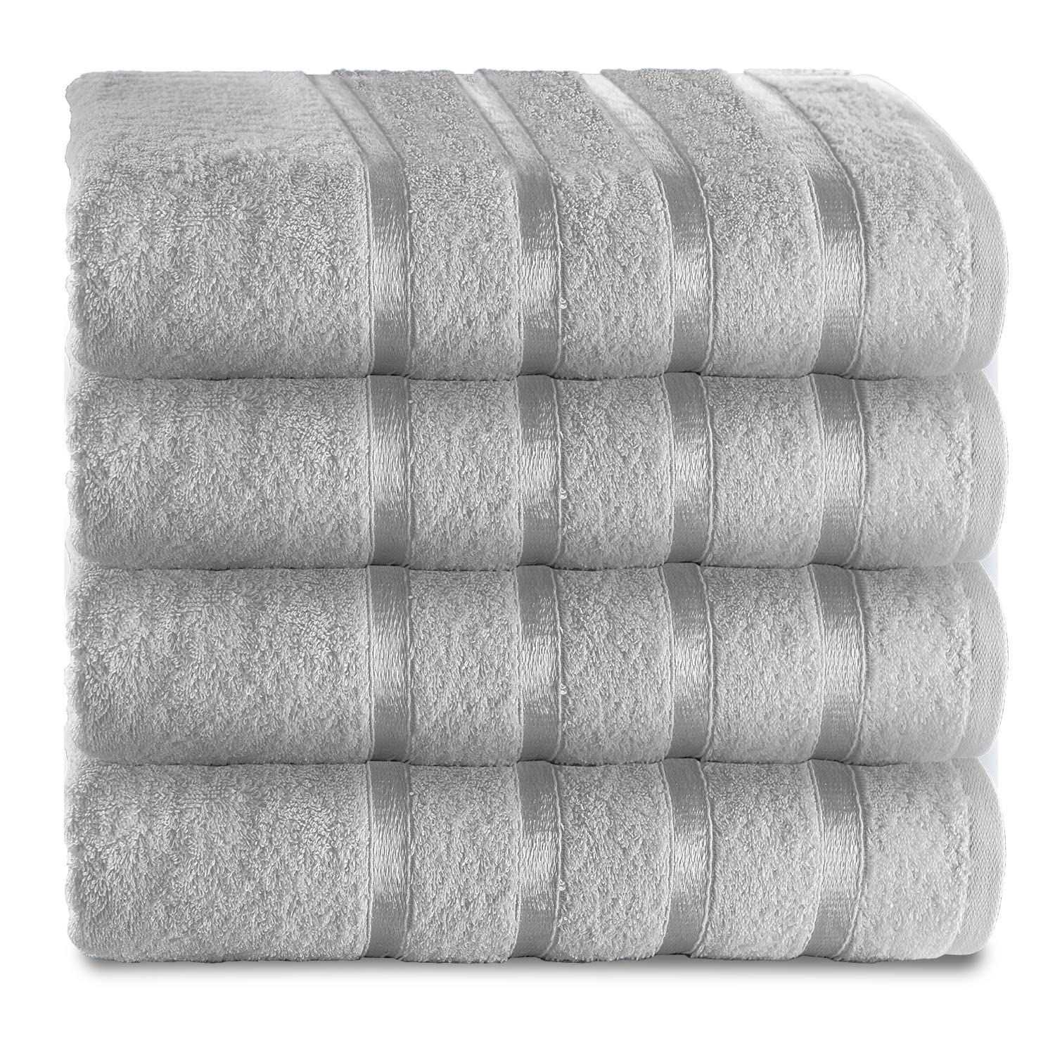 GC GAVENO CAVAILIA Fade Resistant Luxury Towels, Extra Absorbent 100% Ringspun Egyptian Cotton 500 GSM Bathroom Set, Silver, 4PK