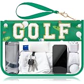 BuyCard Golf Gifts Makeup Bag with Chenille Letter Patch, Clear Cosmetic Pouch PVC Organizer Purse, Waterproof Travel Bag, Portable Toiletry Storage Bag for Her Friends