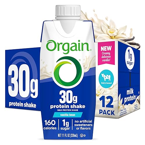 Orgain 30g High Protein Shake, Dairy Isolate Milk Protein, Vanilla Bean, 5g BCAAs, 1g Sugar Per Serving, Meal Replacement, Ready to Drink, Keto Friendly, Gluten-Free 11 Fl Oz (Pack of 12)