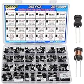 EGSCST 265PCS Inductor Kit,30 Values 1uH-100mH,6x8mm DIP Radial Choke,DIY | Copper Coil Electronic Inductors Set, Breadboard-Friendly Through-Hole, Individual Compartment, for Microcontroller Projects