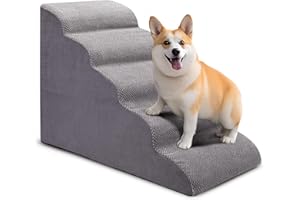 CiWiVOKi Dog Stairs for Bed, 5-Step Dog Steps for Couch and High Bed, Non-Slip Pet Stairs, 24" High Sofa Foam Dog Ramp - Best for Small Pets, Older Dogs, Cats with Joint Pain