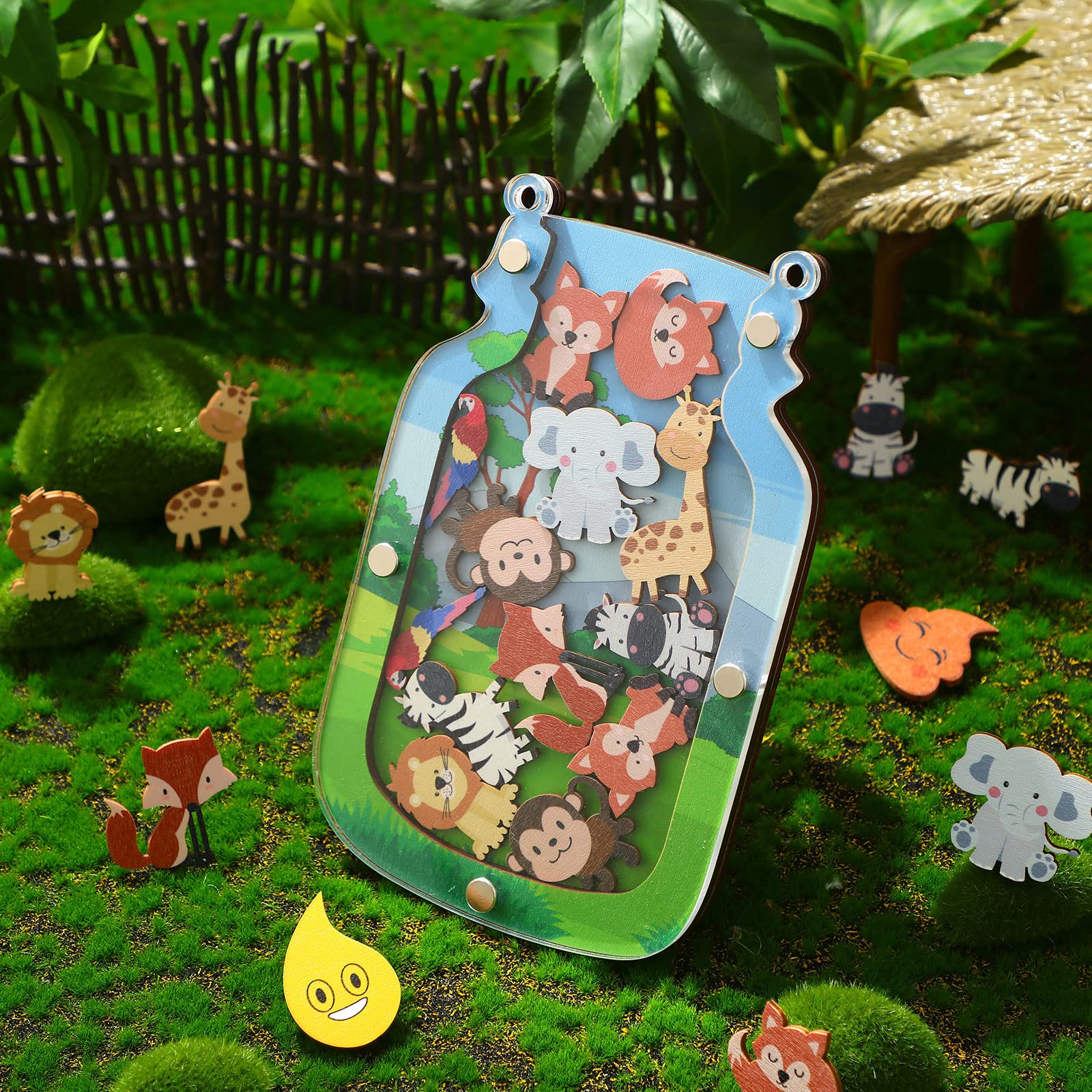 Photo 1 of Qunclay Reward Jar for Kids Pot Training Reward Jar Classroom Incentive Good Behavior Responsibility Chart for Christmas Boys Girls Gift(Jungle Style)