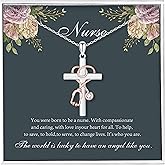 Teioa Nurse Gifts for Women - Sterling Silver Stethoscope Cross Necklace Nurse Doctor Student Graduation Gift for Medical Student