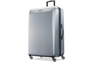 American Tourister Moonlight Hardside Expandable Luggage with Spinner Wheels, Silver, Checked-Large 28-Inch