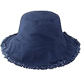 CHOK.LIDS Frayed Bucket Hats for Women Men Unisex Trendy Washed Cotton Floppy Wide Brim Boonie Outdoor Summer Beach Headwear