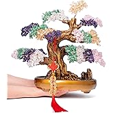 GEMBOURY Natural Chakra Gemstone Crystal Bonsai Tree of Life Large Feng Shui Money Tree for Luck and Wealth Desk Decoration(1,251 Gem Count)