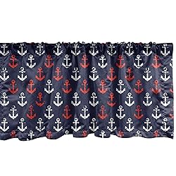 Ambesonne Anchor Window Valance, Abstract Sea Theme