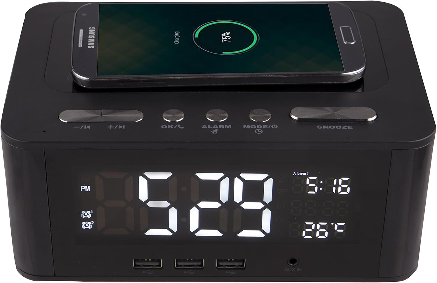 altec lansing wireless charging bluetooth dual alarm clock