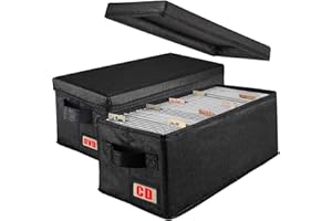 PUTNATRUE CD Case Holder, 6P CD Storage Boxs with Lids, Collapsible CD Organizer Holds 34 CD Cases, Also Perfect Fabric Boxes for Books, Socks, Underwear