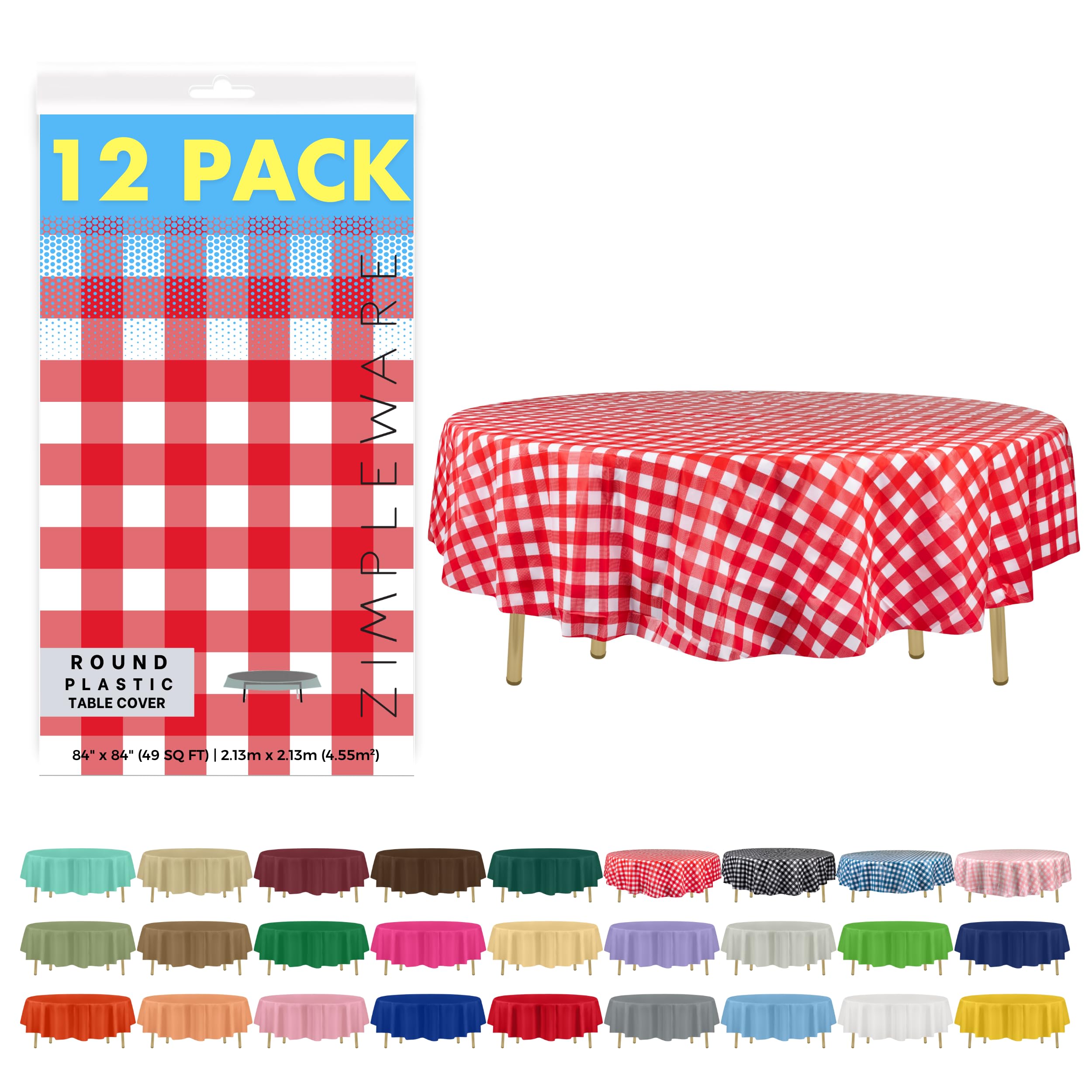 ZIMPLEWARE Premium Orange Plastic Table Cloth Disposable (12