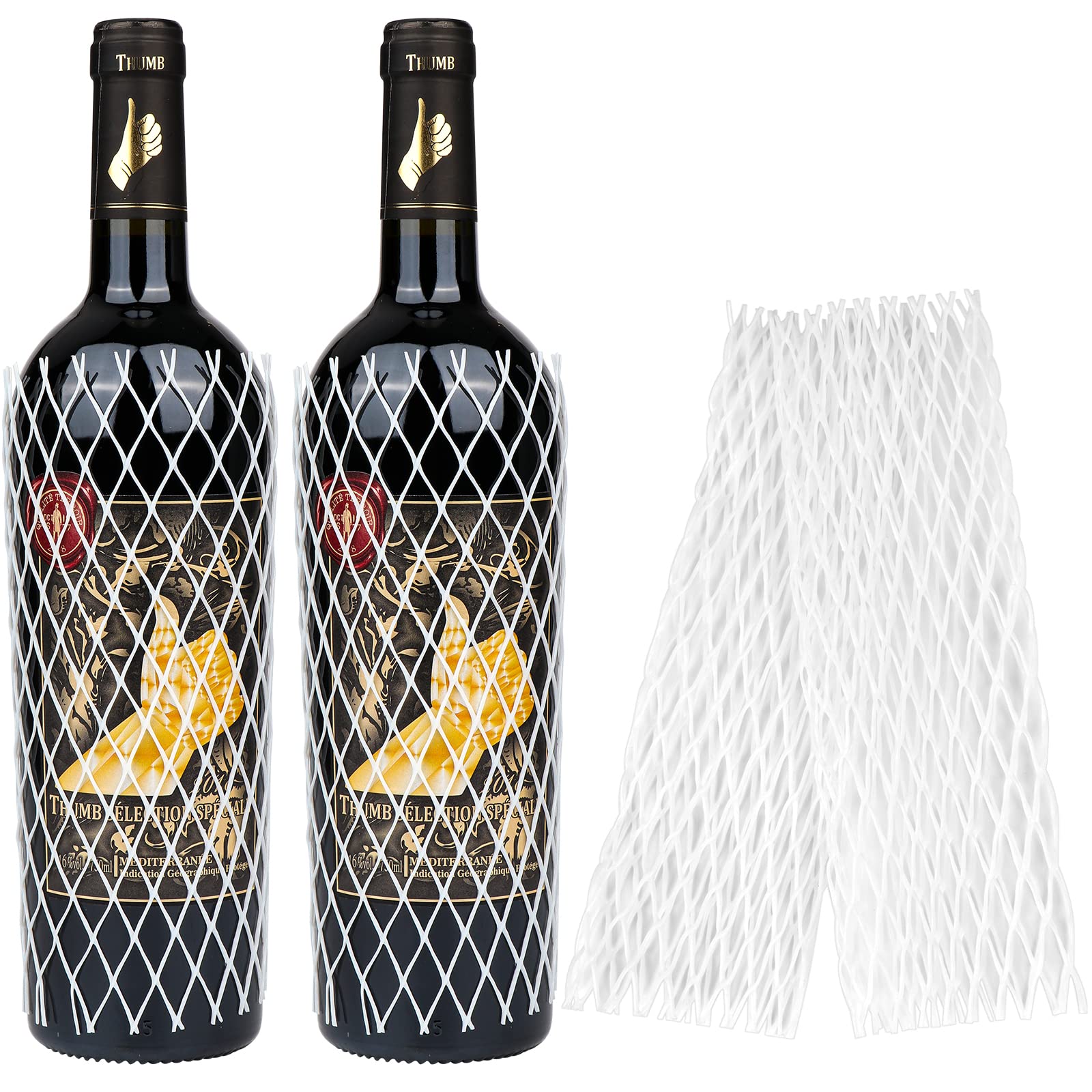 Wine Mesh Protective Sleeves 7.8 Inch Mesh Liquor Bottle Sleeves Reusable Wrap Wine Bags for Airplane Travel Transport Safety Shipping 30Pcs
