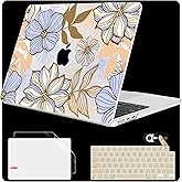Mektron for 2025 M4 MacBook Air 13.6 Inch A3240 Case Fits 2023 A2681 M2 2024 A3113 M3 Chip with Liquid Retina Display Touch ID, Printed Plastic Hard Shell Cover for MacBook Air 13.6", Abstract Floral