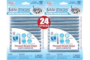 Sani Sticks Drain Cleaner & Deodorizer | Non-Toxic, Enzyme Formula to Eliminate Odors & Helps Prevent clogged Drains | Septic