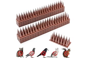 AQJBH Bird Spikes, 20 Pack Squirrel Raccoon Pigeon Cat Animal Deterrent Spikes Anti-Climb for Outside Anti Animal Defender Spikes Outdoor to Keep Birds Away Brown