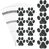 Jutom 30 Sheets 240 Pcs Dog Paw Glitter Tattoo Sticker Temporary Tattoos Dog Paw Body Tattoos for Women Girls Face Body Accessories(Black)