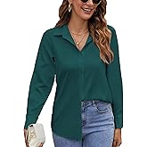 WSSVNP Women’s Button Down Shirts Long Sleeve Casual Collared Blouses Wrinkle-Free Work Office Chiffon Top