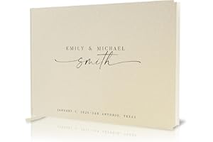 Personalized Guest Book - 11.5" x 8.5" Custom Bride & Groom Names with Bookmark, Photo Corner Stickers and Blank Pages, for W
