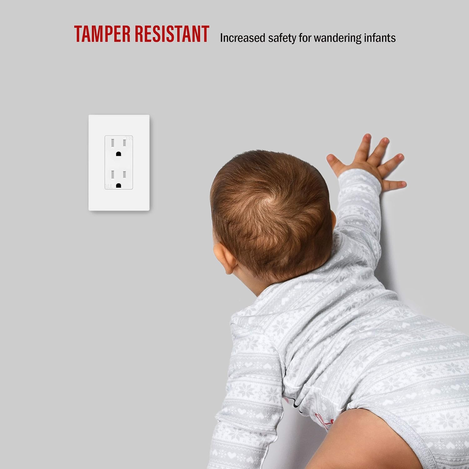 ENERLITES Decorator Receptacle Outlet, Tamper-Resistant, Residential Grade, 3-Wire, Self-Grounding, 2-Pole, 15A 125V, UL Listed, 61501-TR-W-10PCS, White (10 Pack): Industrial & Scientific