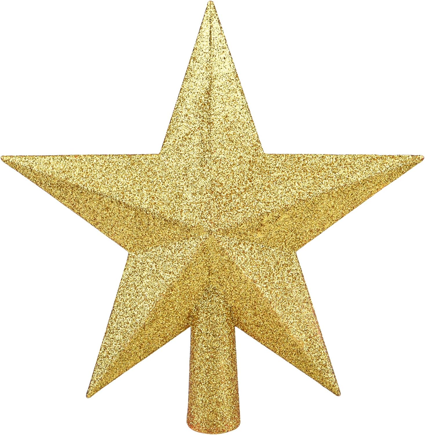 Tree Toppers - Livder 8 Inches Christmas Tree Top Crown Glitter Star Decoration (Golden)
