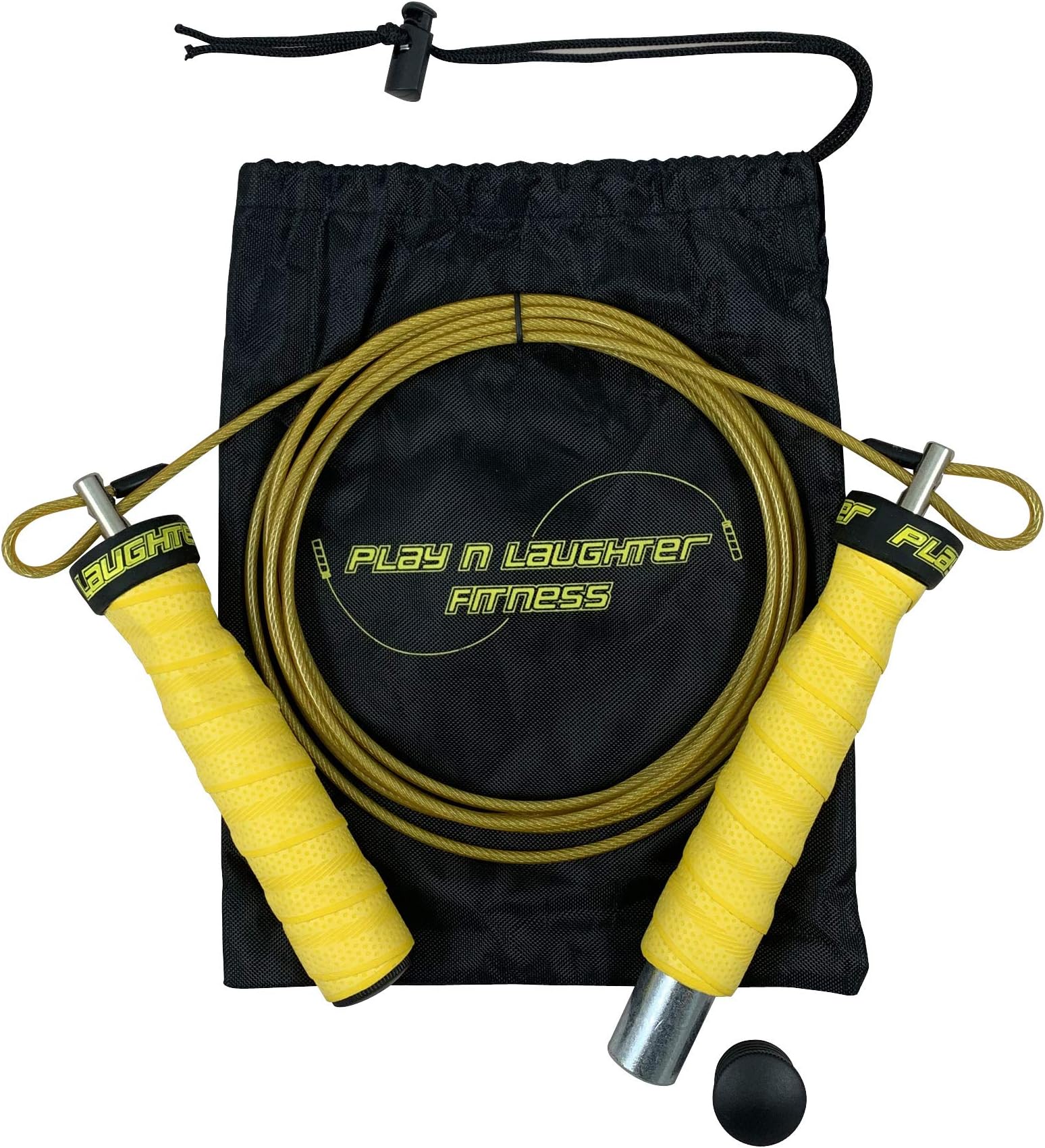 Play N Laughter Weighted Jump Rope for Men & Women - Adjustable Speed Ropes Handle with Removable Weights