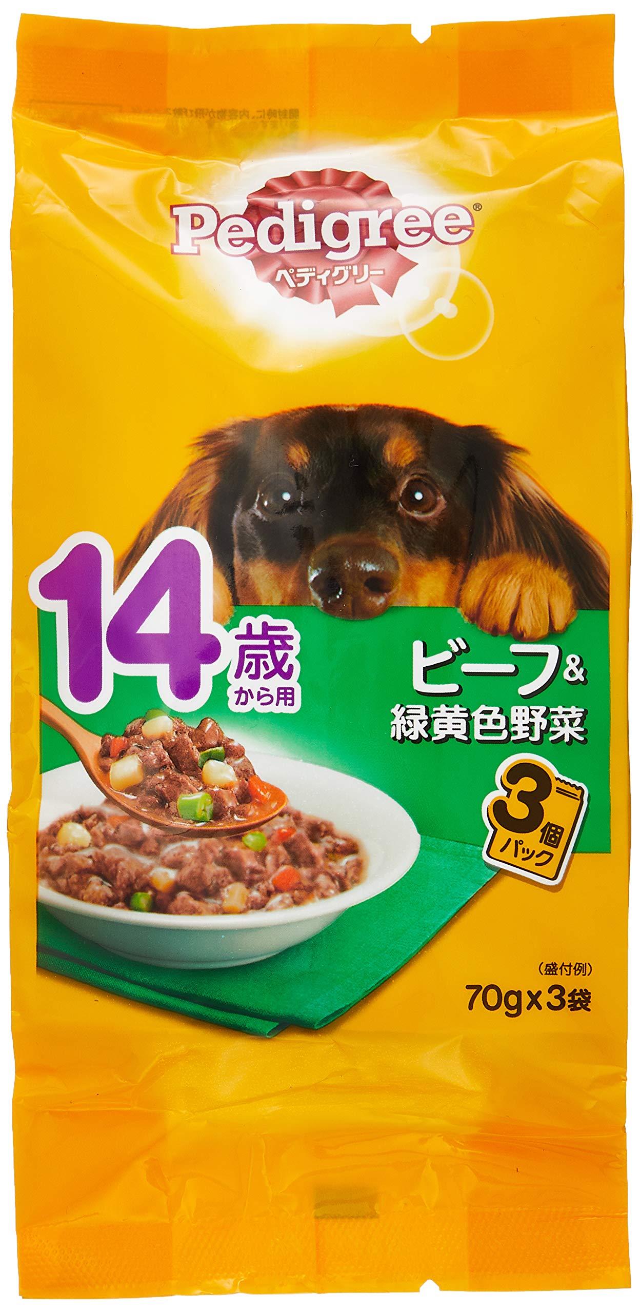 ペディグリー シニア犬 14歳から用 ビーフ&緑黄色野菜 210g(70g×3袋)×6個 [ドッグフード・パウチ]商品画像