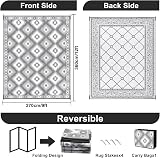 SHACOS Outdoor Rug 270x360 cm Reversible Waterproof UV Resistant Grey view 3