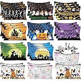 HSDSH 30Pcs Halloween Makeup Bag Cute Halloween Cosmetic Bag with Zipper Pumpkin Travel Toiletry Pouch Bag Organizer Halloween Party Gifts Supplies for Women