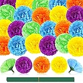 JUNEBRUSHS 30 Pcs Marigold Flower Heads Bulk, Mexican Artificial Marigold Flowers for Day of The Dead Decorations DIY Wreath Garland Craft Diwali Dia De Los Muertos Halloween Home Decor (Multicolor)