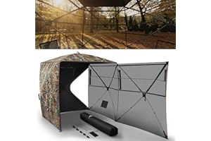 Rhino Valley Hunting Blind 270°/360° See Through, Pop Up Hunting Tent with Double Opening, 2/3/4 Person Portable Resilient Ground Blinds with Silent Magnetic Door & Sliding Windows