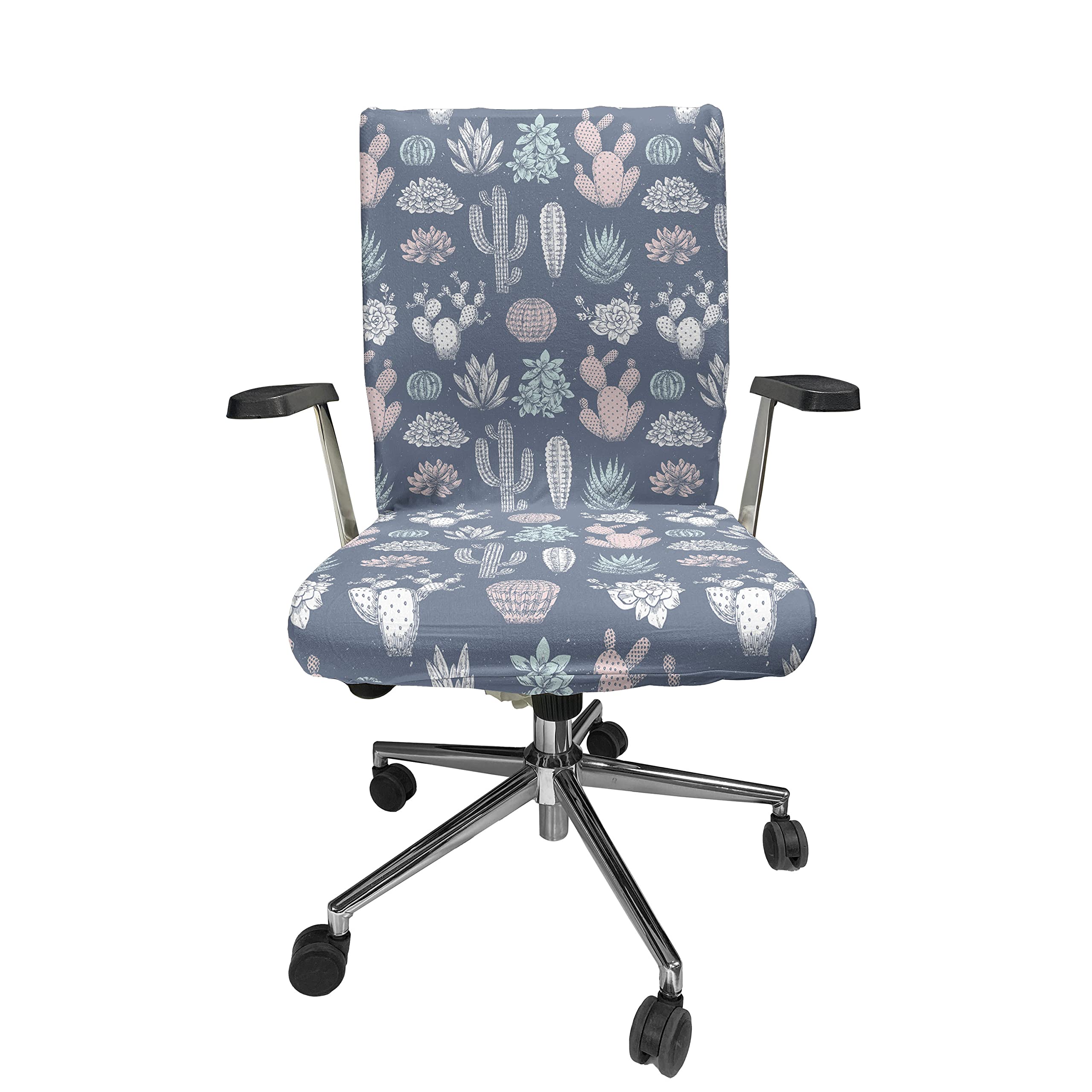 Lunarable Cactus Office Chair Cover, Grungy Vintage