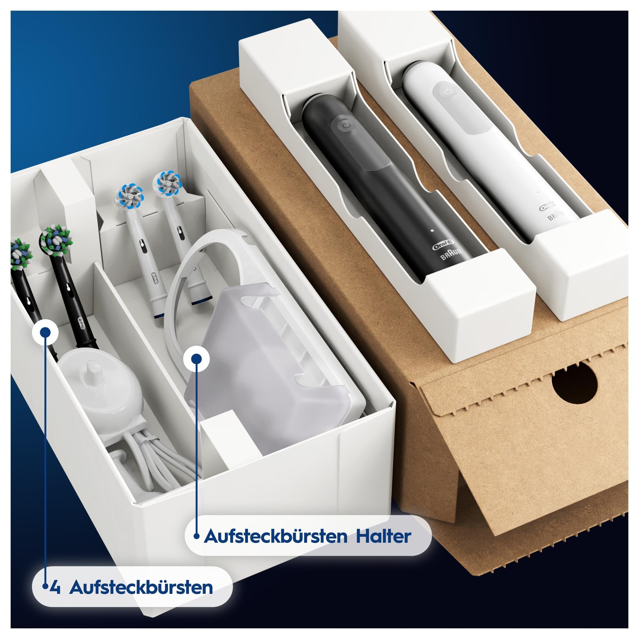 Oral-B Pro Series 3 Elektrische Zahnbürste Doppelpack — Electric Toothbrush, Inkl. 4 Aufsteckbürsten — 3 Putzmodi für Zahnpflege, Zahnbürste Elektrisch, Designed by Braun, Schwarz und Weiß 7