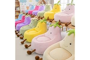 DUMOS Kids Bean Bag Chair, Stuffed Toddler Couch with Faux Rabbit Fur Cover for Teens & Kids, Comfy Lazy Sofa Chair for Reader, Living Room, Bedroom, Aged 4-12 Years, 31 Inch, Purple