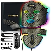 CadeVita Red Light Therapy Mask for Face and Neck, 7 Colors LED Face Mask with 173 LED Beads, 1200mAh Rechargeable Led Face Mask with Timer Function for Skin Care Device at Home and Travel, Black