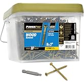 Power Pro Exterior Wood Screws, #9 x 3in Flat Head, 2000 Pieces, Bronze | Epoxy finish,Star drive with T25 bit included ,Self-drilling tip for decking and treated lumber,All-Purpose Deck Screws