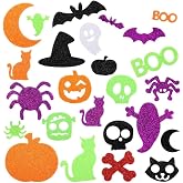 Halloween Foam Stickers, Glitter Halloween Stickers, Sparkle Self-Adhesive Pumpkin Ghost Shape Puffy Stickers for Halloween Party Supplies Decorations