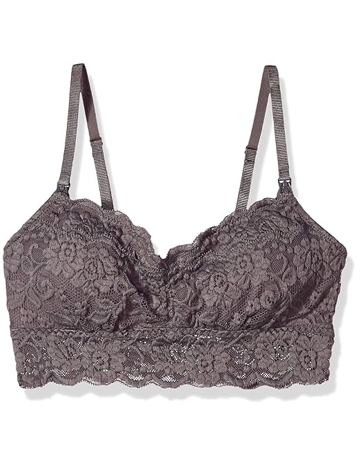 Amazon Brand - Arabella Women's Classic Lace Nursing Bralette, Charcoal Grey, Medium best nursing bras