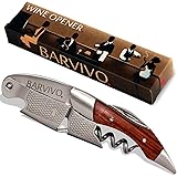 Professional Waiters Corkscrew by Barvivo - This Wine Opener is Used to Open Beer and Wine Bottles by Waiters, Sommelier and Bartenders Around the World. Made of Stainless Steel and Natural Rosewood.