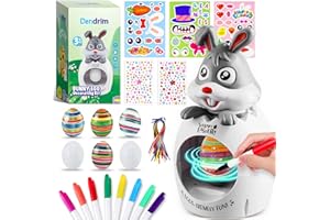Dendrim Easter Egg Decorating Kit for Kids, 32Pcs Cute Bunny Egg Decorator Rotator Gifts Crafts with Coloring Markers Fake Eggs Strings Make A Face Stickers for Party Supplies, Birthday, Egg Hunt Game